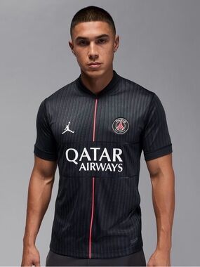 Paris Saint-Germain Large Nike Jordan Soccer Jersey 2025/26 Stadium Fourth Black